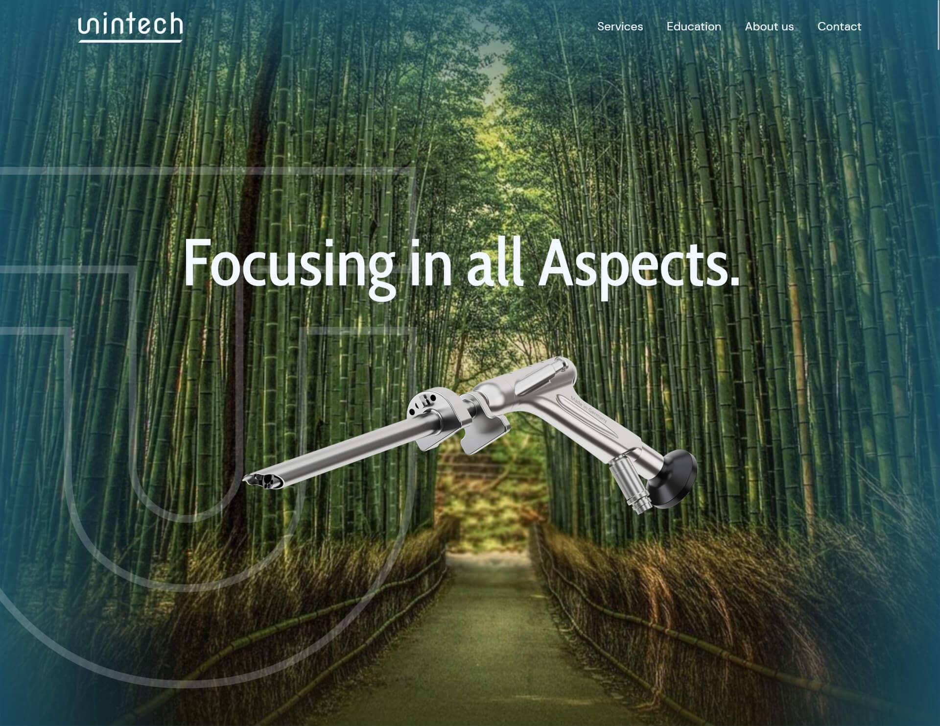 Startseite der Website von Unintech – als Beispiel für gutes Webdesign