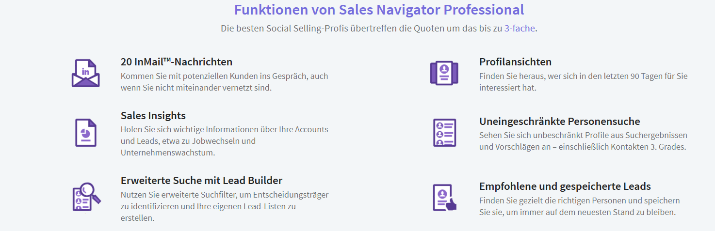 Funktionen von Sales Navigator Professional bei XING