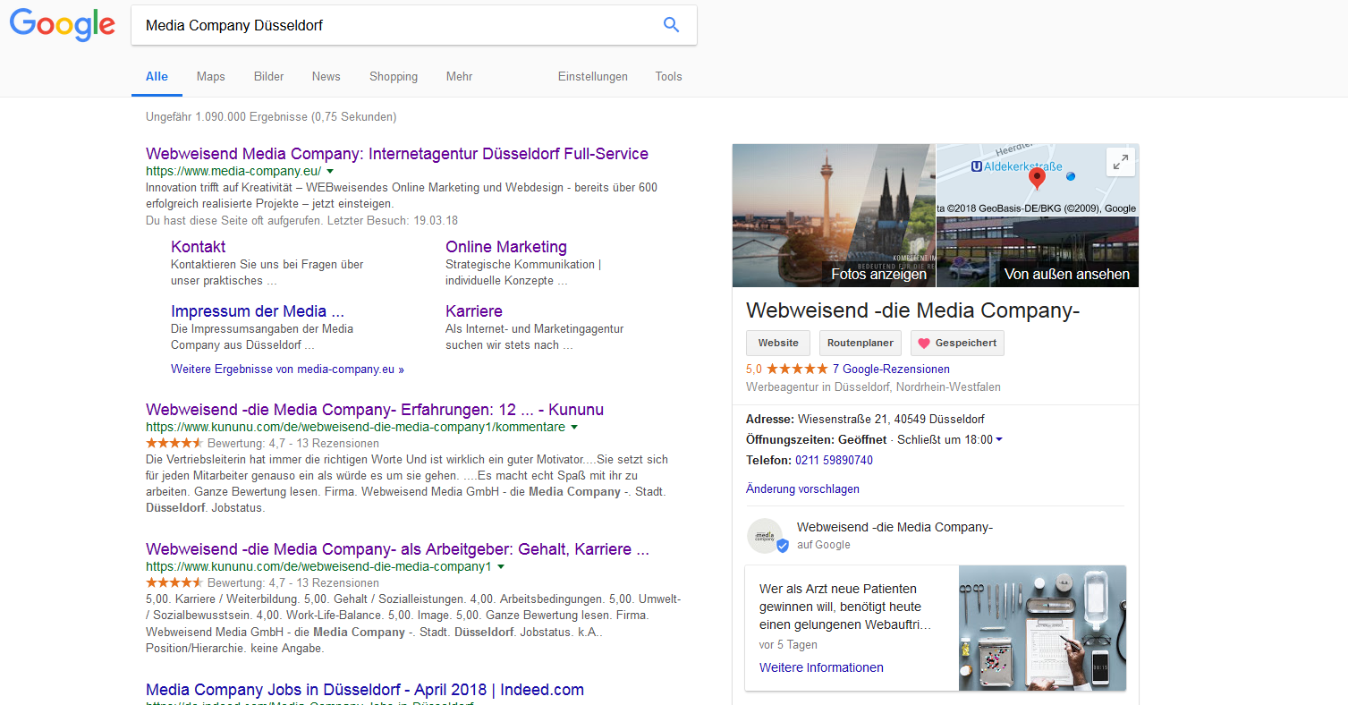 Google My Business Unternehmenseintrag Webweisend -die Media Company-