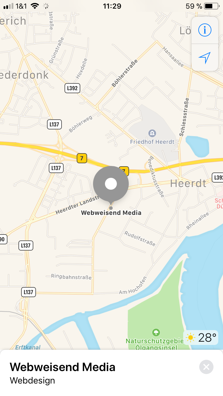 Screenshot der App Apple Maps auf iPhone