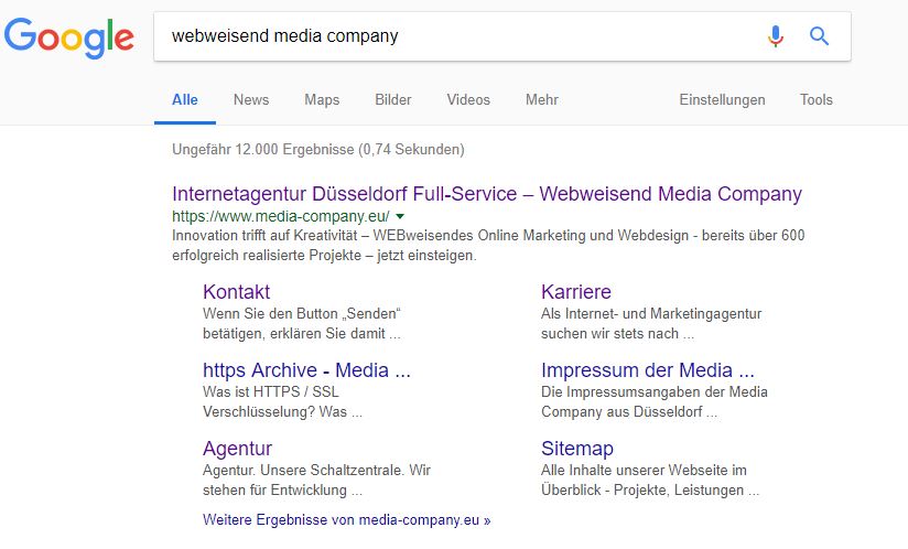 Screenshot eines Rich Snippets