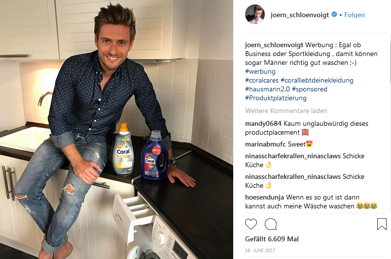 Screenshot Product Placement Coral auf Instagram mit GZSZ-Star Jörn Schlönvoigt