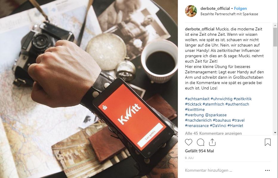 Screenshot Product Placement Beispiel Instagram