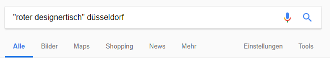 Eine Kombination einer normalen Google-Suchanfrage mit einer Suchanfrage in Anführungszeichen