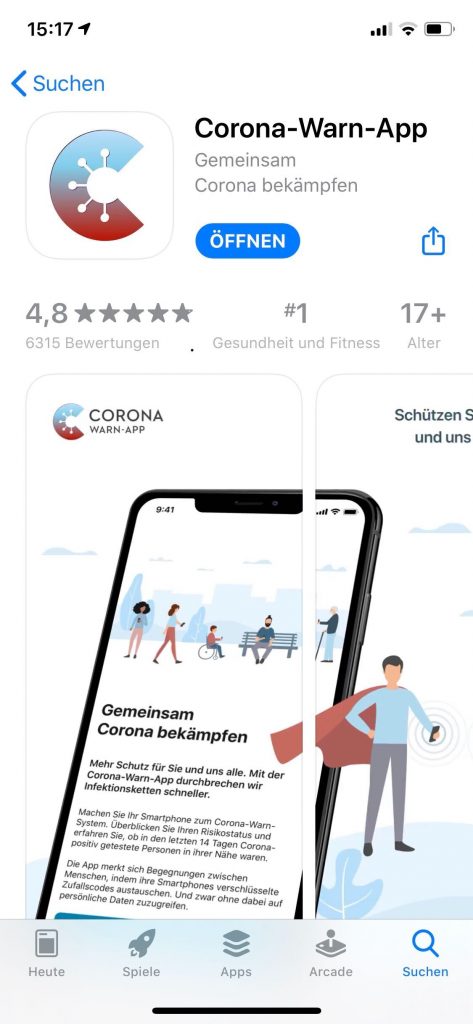 Screenshot der Corona-Warn-App