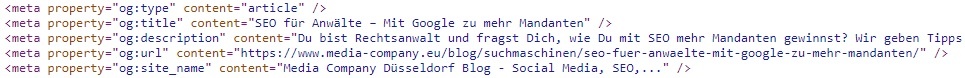 Beispielcode für den Einsatz von Open Graph Tags