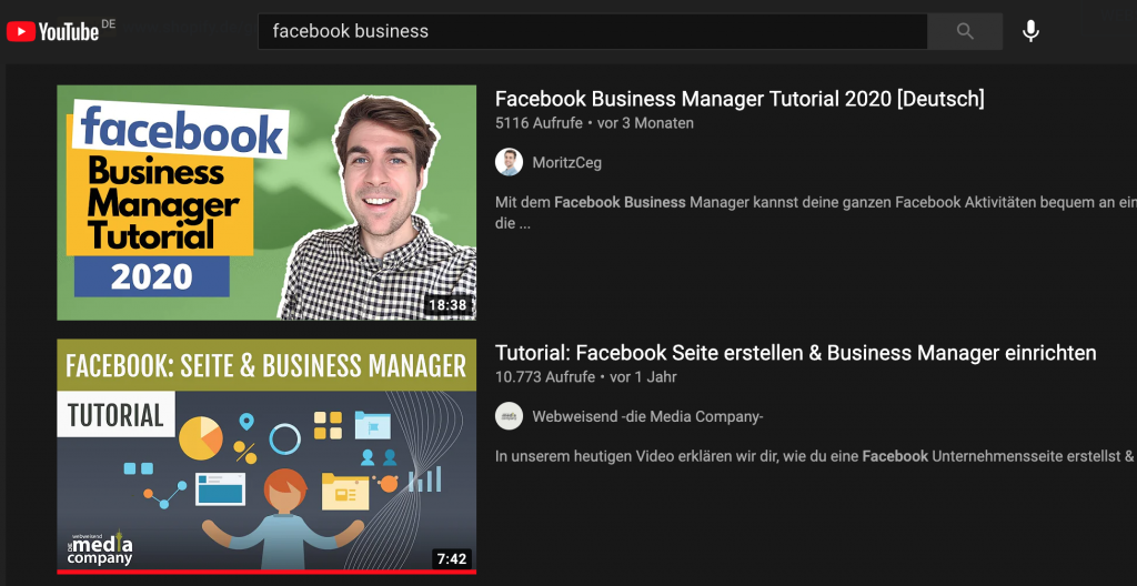 Screenshot YouTube Suchergebnisse - Blog: YouTube SEO