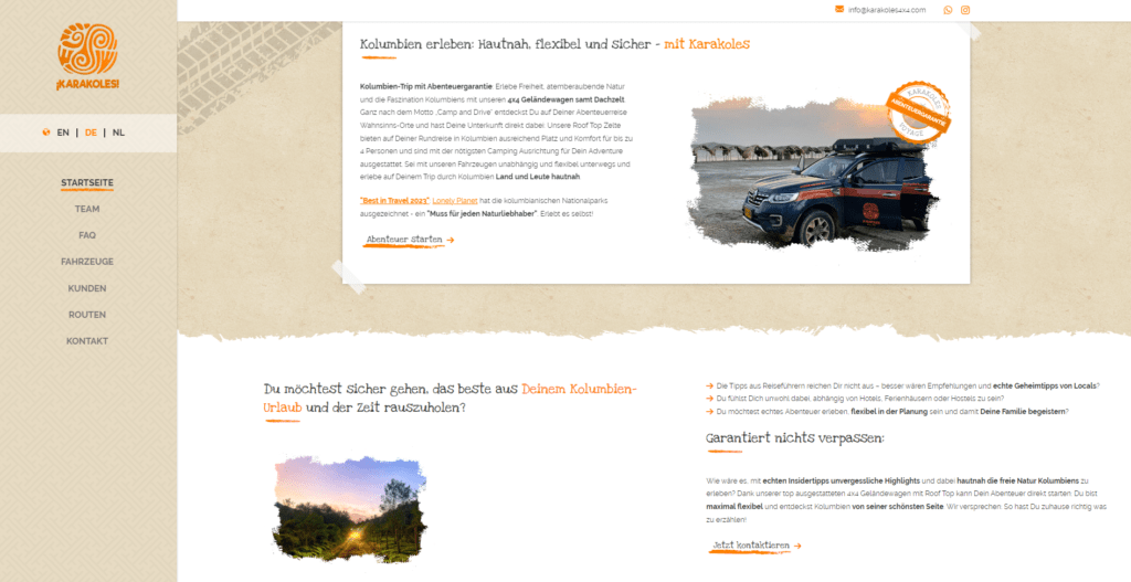 Screenshot von einem Storytelling-Beispiel auf der Webseite von Karakoles Travel.