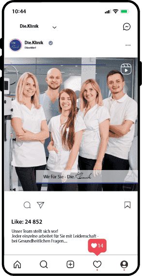 Instagram Post einer Klinik